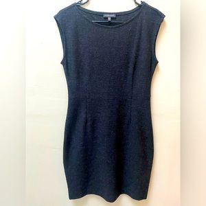 Eileen Fisher Charcoal Gray Wool Crepe Sheath Dress Cap Sleeves Petit S CLASSIC!